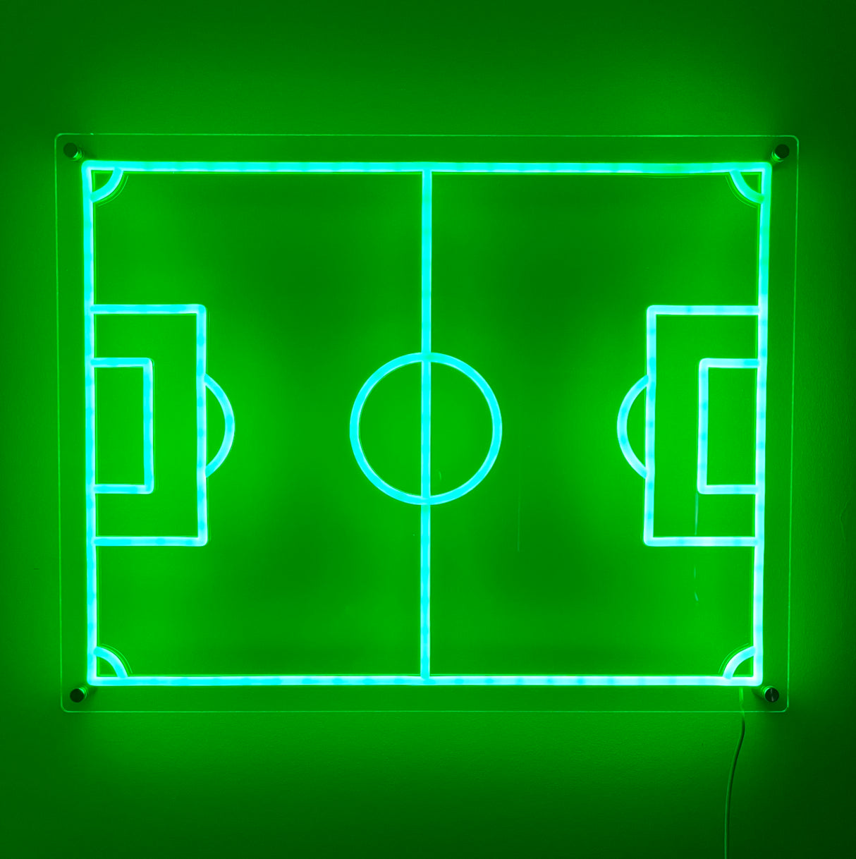 Fodbold Væglampe – Grøn Neon, Dæmpbar LED Belysning (60x47 cm)