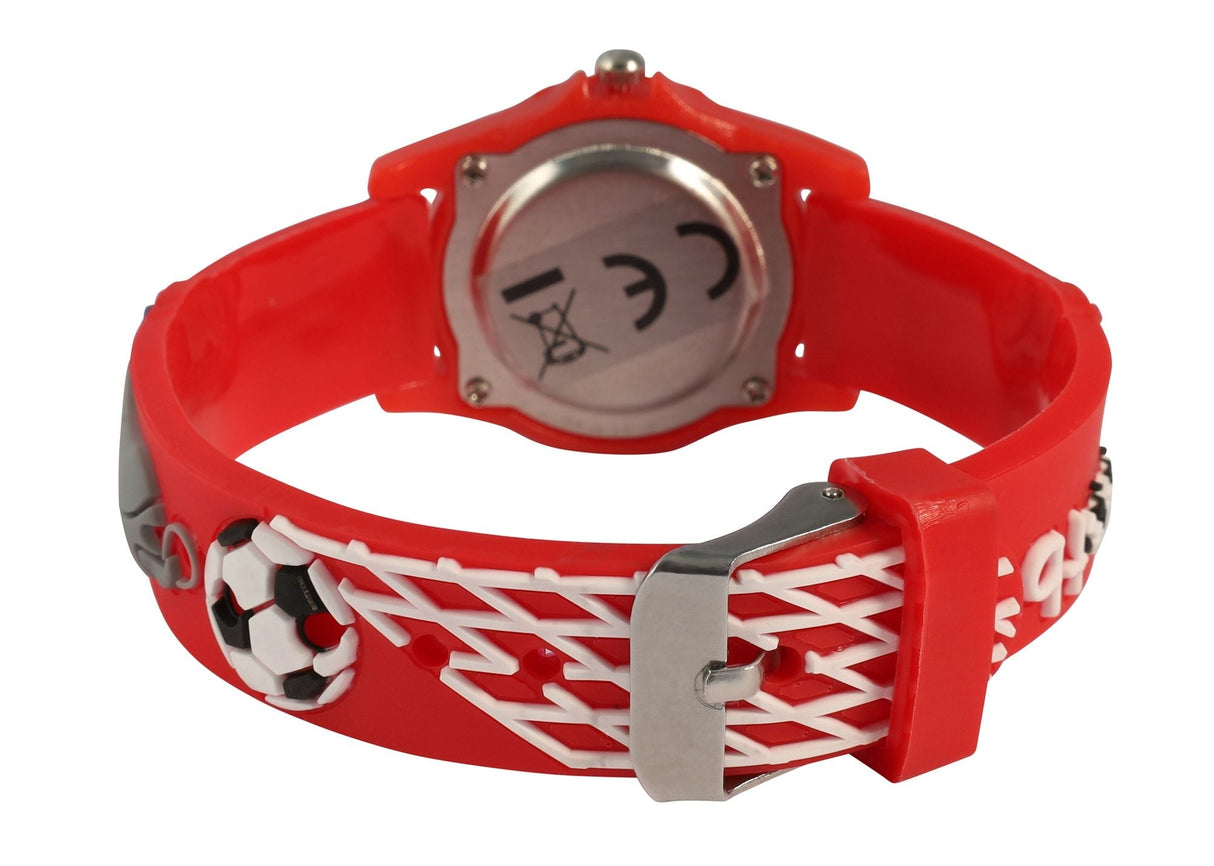 Børneur med fodboldmotiv – Rød - Lukaki.dkBørneur med fodboldmotiv – Rød