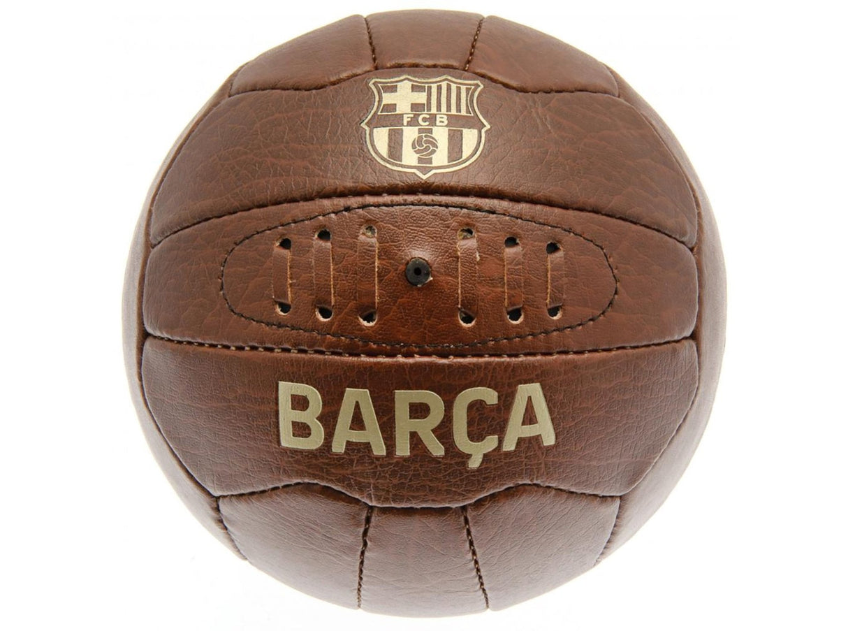 FC Barcelona Fodbold i retro look og boldholder til væg (inkl. sorte skruer) - Lukaki.dk