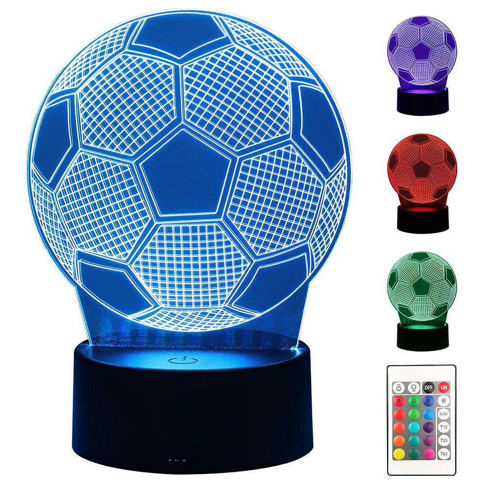 Fodbold lampe 3D (Kabelfri / kan oplades) - Lyser i 12 farver - Lukaki.dkFodbold lampe 3D (Kabelfri / kan oplades) - Lyser i 12 farver