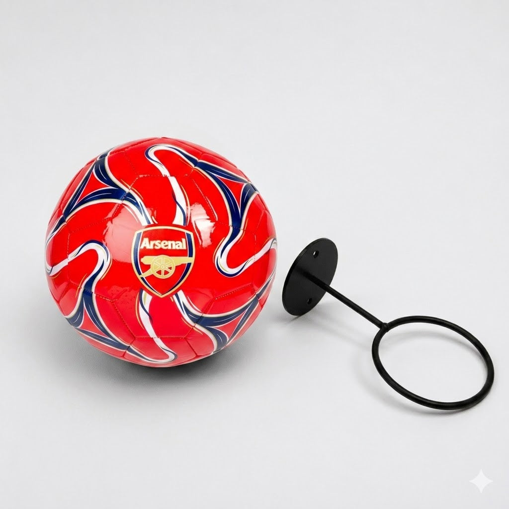 Arsenal Fotboll och bollhållare för vägg (inkl. svarta skruvar)