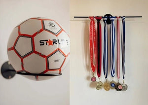 2 Boldholdere + 1 Medaljeholder til væg - sort stål - Lukaki.dk