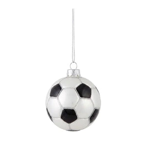 Fodbold Julekugle – Sort/Hvid Porcelæn, 6,5 cm - Lukaki.dk