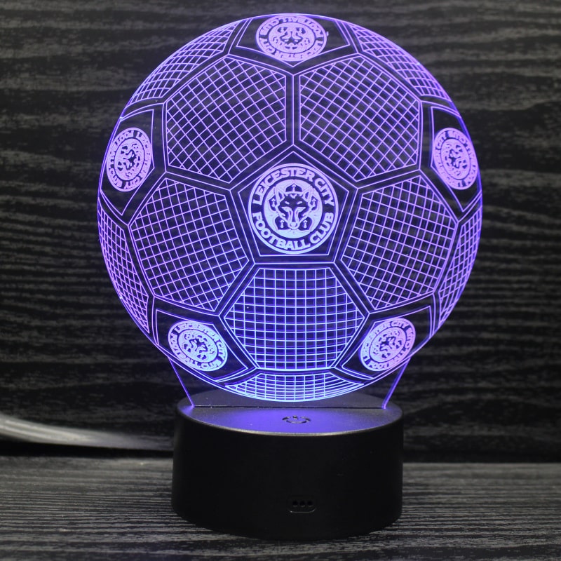 Leicester 3D Fodbold lampe -  Lyser i 7 farver
