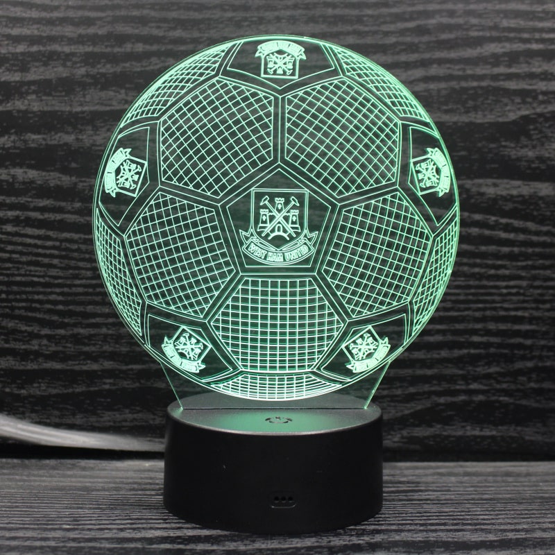 West Ham 3D Fodbold lampe -  Lyser i 7 farver