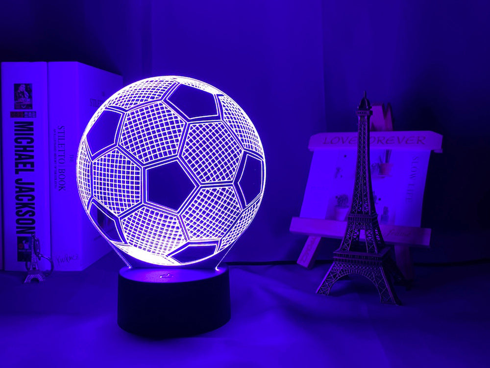 Fodbold lampe 3D (Kabelfri / kan oplades) -  Lyser i 12 farver