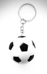 Nøglering med fodbold, sort/hvid - 1 stk.