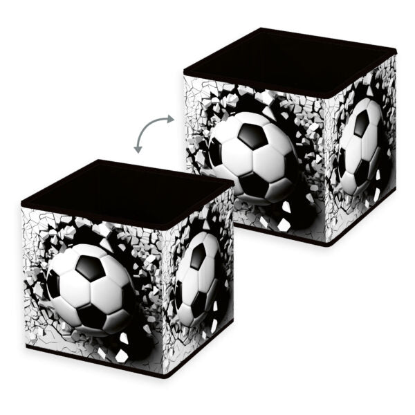Aufbewahrungsbox mit Fußballmotiv fürs Kinderzimmer, 30 x 30 x 30 cm –