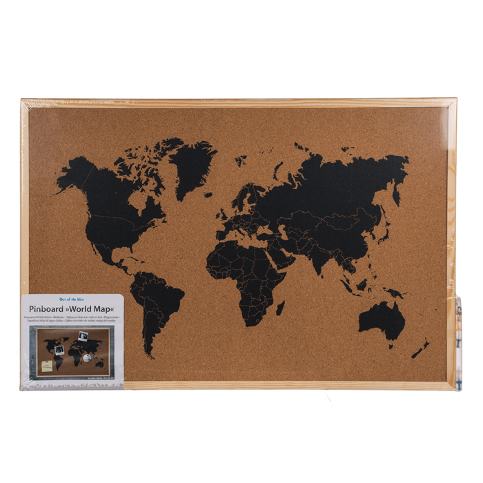 Opslagstavle med verdenskort, kork (40x60 cm.)