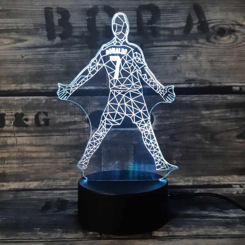 Cristiano Ronaldo 3D Fodbold lampe -  Lyser i 7 farver