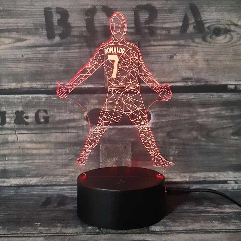 Cristiano Ronaldo 3D Fodbold lampe -  Lyser i 7 farver