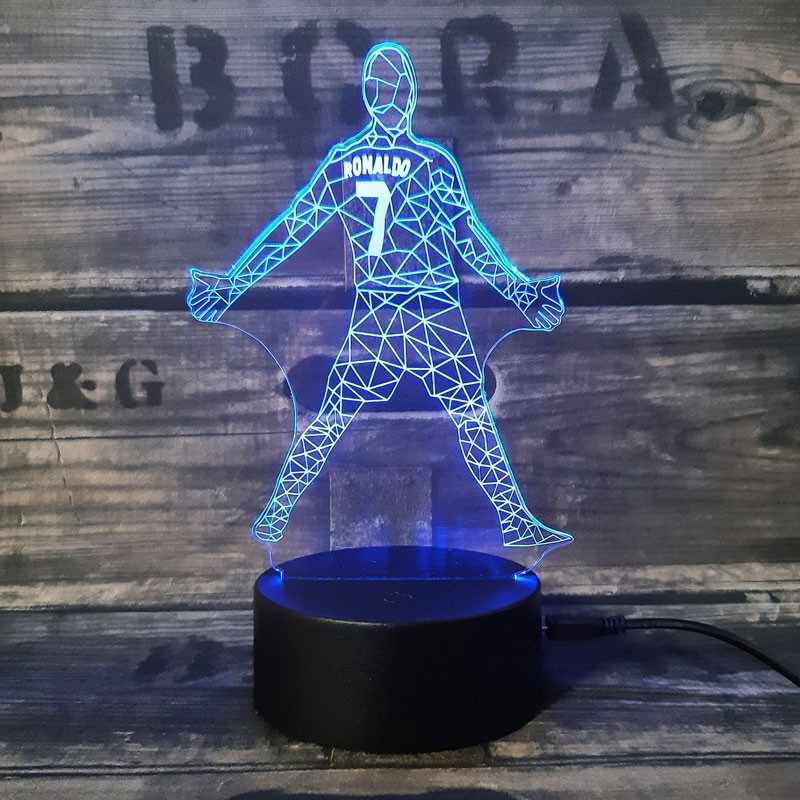 Cristiano Ronaldo 3D Fodbold lampe -  Lyser i 7 farver