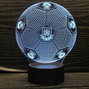 West Ham 3D Fodbold lampe - Lyser i 7 farver - Lukaki.dkWest Ham 3D Fodbold lampe - Lyser i 7 farver