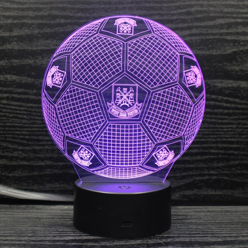 West Ham 3D Fodbold lampe - Lyser i 7 farver - Lukaki.dkWest Ham 3D Fodbold lampe - Lyser i 7 farver