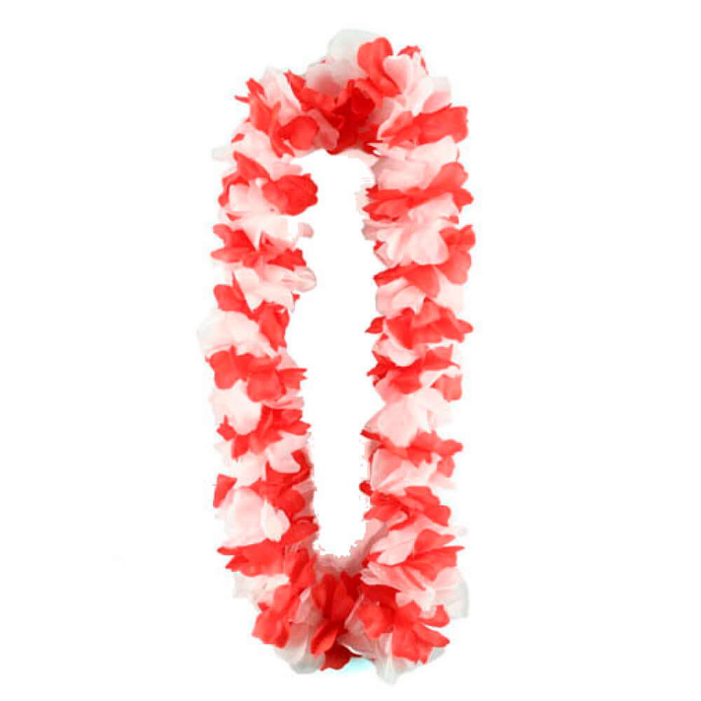 Rød og hvid blomsterkrans / hawaiikæde