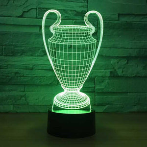 Fodbold lampe med pokal 3D -  Lyser i 7 farver